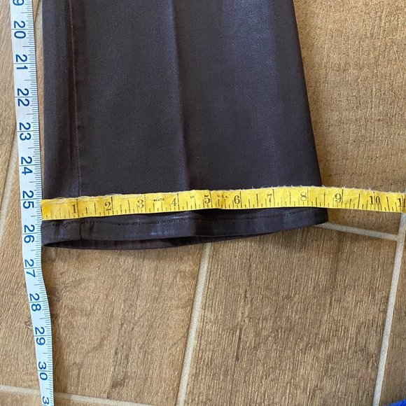 FRAME Jetset Crop COATED JEANS High-Rise Bootcut Brown - Picture 9 of 15